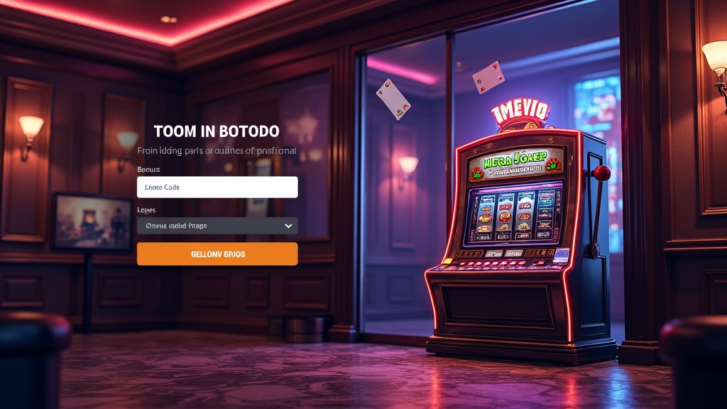 Campo de código promocional com slot Mega Joker e ofertas de bônus