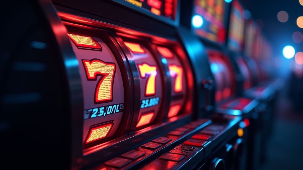 Slot clássico no navegador com luzes neon e interface de demo
