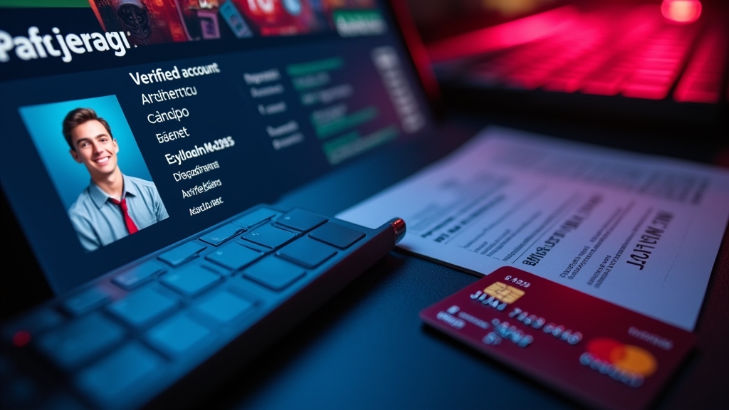 Documentos de verificação ao lado de uma conta de casino online